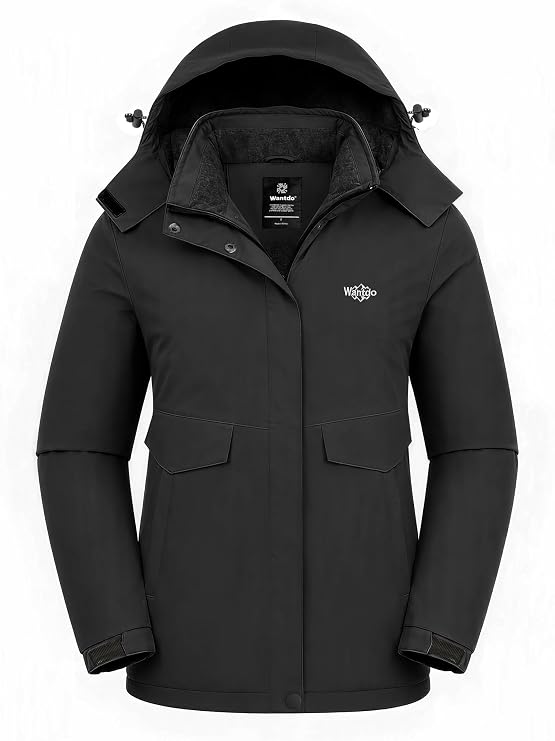 wantdo Women's Waterproof Ski Jacket Warm Fleece Lined Snow Winter Coat