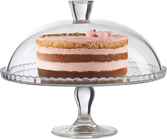 Pasabahce Glass Cake Cupcake Muffin Display Stand Serving Plate Cake Dome With Lid