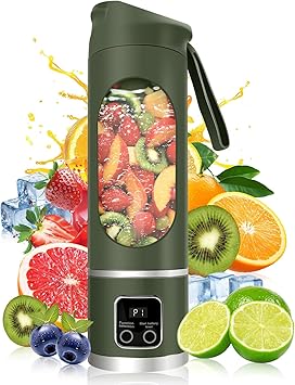 Portable Blender Personal Electric USB | 500ml Portable Juicer for Shakes and Smoothies | Small Blender for Mixing | Compact Convenient Versatile Kitchen Small Appliance for Home (Green)