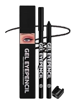 Erinde Waterproof Black Eyeliner Pencil, Creamy Gel Waterline Eye Liner Pen, Smooth Glide, Long Lasting, Waterproof, Sharpenable & Smudge Proof Eyeliner Pencil For Sensitive Eyes, Cruelty-Free, 01