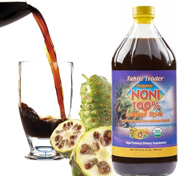 Tahiti Trader Island Style High Potency Noni Juice - Pure Noni Fruit Juice Fermented to Vinegar - Antioxidant Superfood Supporting Energy & Body Health - (32oz, 1 Pack)
