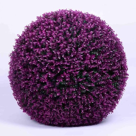 LXUXZ Artificial Plant Topiary Ball Greenery Decorative Faux Boxwood Foliage Holiday Plants Spring Summer Decor (Purple, 40cm=15.7in)