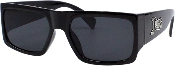 Men's Locs Sunglasses Black Square Rectangular Frame, Category 3 UV400