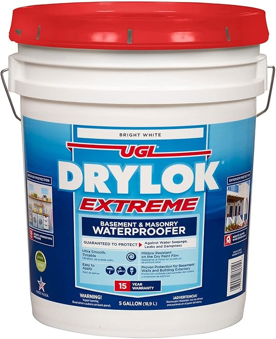 Drylok Latex Base Masonry Waterproofer Latex Interior/Exterior Smooth Finish White 5 Gl 15 Yr Warran