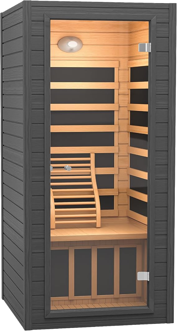 Real Relax Infrared Sauna for Home, Far Infrared Saunas Full Body Sauna, Grey