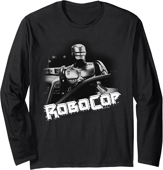 RoboCop Photograph Slanted Logo Portrait Long Sleeve T-Shirt