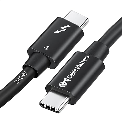 [Intel Certified] Cable Matters 40Gbps Thunderbolt 4 Cable 1 m with 8K Video and 240W Charging - 1m - Backwards Compatible with USB4 Thunderbolt 3 Cable and USB C | [8K@60Hz/4K@240Hz Video, 240W Charging, 40Gbps Data Transfer], USB C Thunderbolt 4 Cable