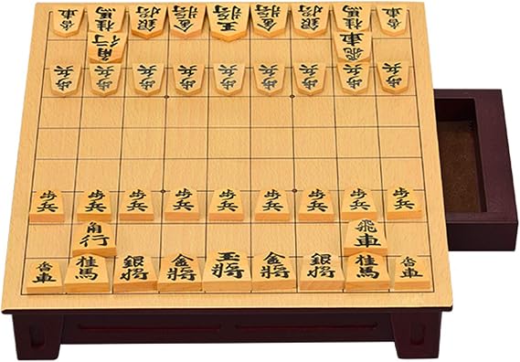 Shogi - Traditional Games - Japanese Chess Game Set - Wooden Board with Drawers And 42 Playing Pieces - Travel Chess Set,Torreya,270x250x50mm