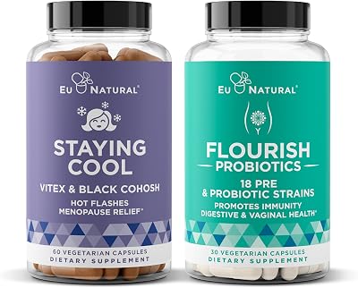 Eu Natural Staying Cool and Flourish Bundle - Hot Flashes, Menopause Relief, Womens Probiotic  Prebiotics