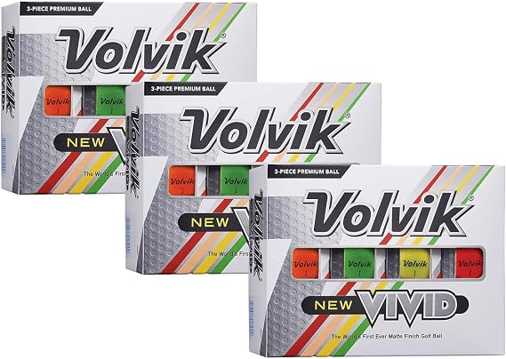 Volvik NEW Vivid 3-Piece High Visibility Premium Matte Finish Color Golf Balls 3 Dozen (36 Balls) Bundle Gift Set