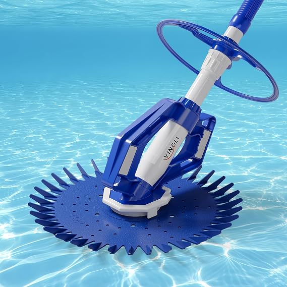 VINGLI Pool Cleaner, Automatic Wall-Climbing Pool Vacuum -Navy Blue&White