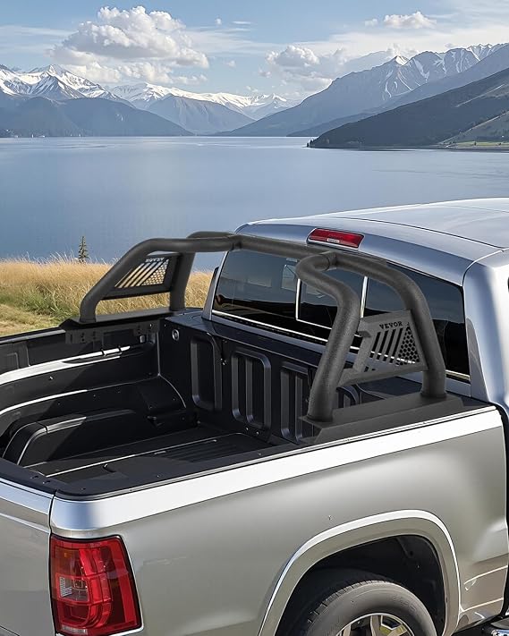 VEVOR Truck Bed Roll Bar, Customized Sport Bar Chase Rack Compatible with Mid-Size Pickup/ 2020-2025 Jeep Gladiator JT, Carbon Steel Construction with Extension Light Bracket, No Rack Included