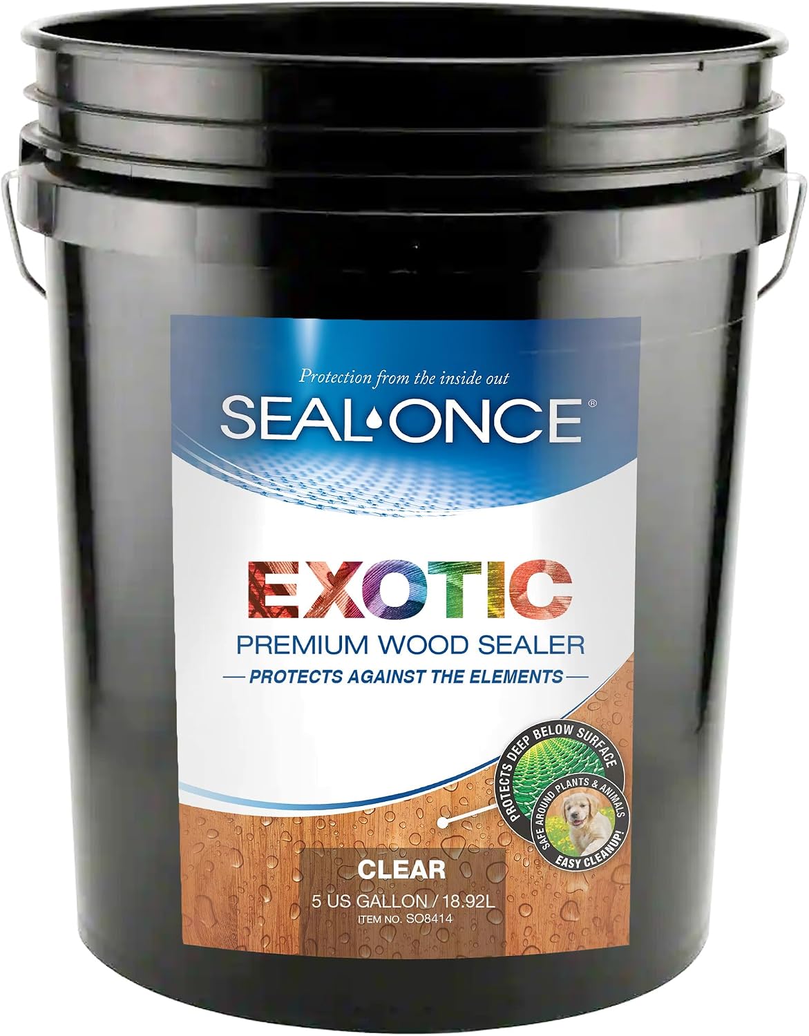 Seal-Once Exotic Premium - Wood Stain and Waterproof Sealer in One for Exotic Wood - 5 Gallon & Clear