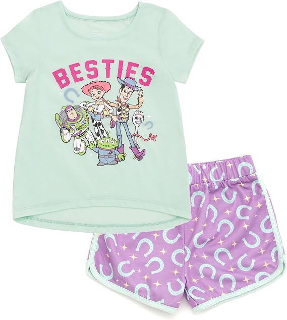 Disney Girls' 2-Piece T-Shirt and Dolphin Shorts Set for Baby & Kids