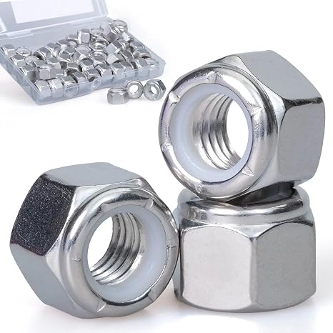 304SS Nylon Insert Hex Lock Nuts Coarse Thread (10 PCS) 3/8"-16