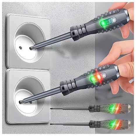 2-in-1 High Torque Strong Magnetic Flathead Phillips Screwdriver Electricity Detector Electric Non-Contact Voltage Tester Pen Electrical Current Power Circuit Live Wire Electrician Tester (Phillips)