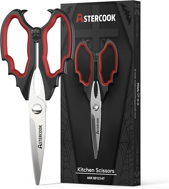 Astercook Halloween Kitchen Scissors, Dishwasher Safe for Party & Home Decor Red