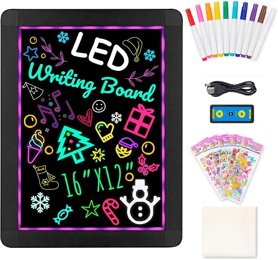 LED Writing Message Board, Neon Glow Drawing Board, Light Up Flashing Box Message, Erasable Board Arts and Acrylic Kids Crafts Doodle, for Children's Day/Shop/School/Bar/Cafe (4030CM)