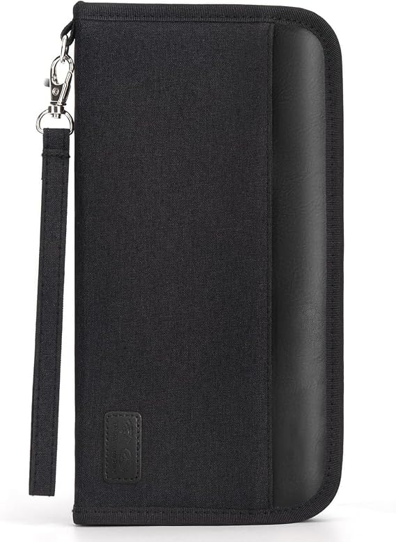 Boonbery Passport Holder Family, RFID Blocking Travel Passport Wallet for 4-6 Women Men, Waterproof Travel Document Organizer Credit Cards Case, Portable Passport Bag with Zipper Pocket (Black)