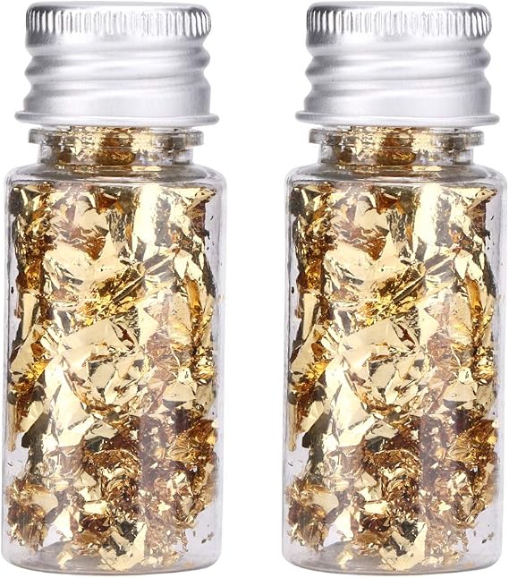 Edible Gold Leaf Sheets, 2Pcs Multifunction Bottled Decorative Gold Foil Paper for Cooking, Cakes & Chocolates, Decoration, Health & Spa