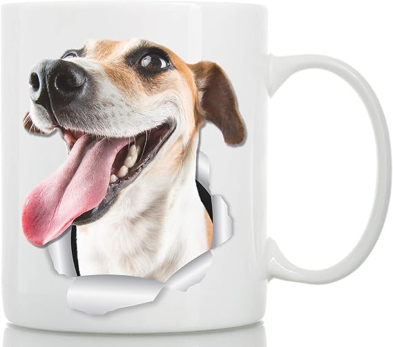 Winston & Bear Happy Jack Russell Mug - Jack Russell Terrier Ceramic Coffee Mug Gift for Dog Lovers Mom and Dad - Perfect Birthday or Christmas, Father's or Mother's Day Gift (11oz)