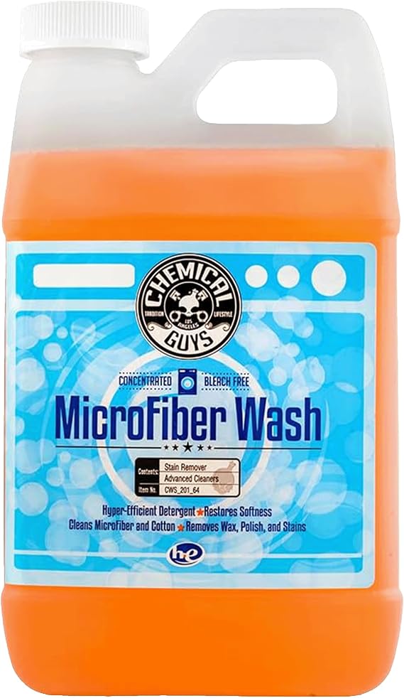 Chemical Guys, Microfiber & Towel Wash Detergent, Deep Clean, Orange, 64 oz | Concentrated detergent deep-cleans microfiber towels, mitts and pads, lifting wax, grease and grime, orange scent