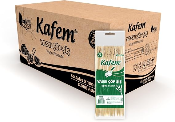 Yassı Çöp Şiş - Sunum Kürdanı 20 cm 50 Li x 100 Paket (Koli)