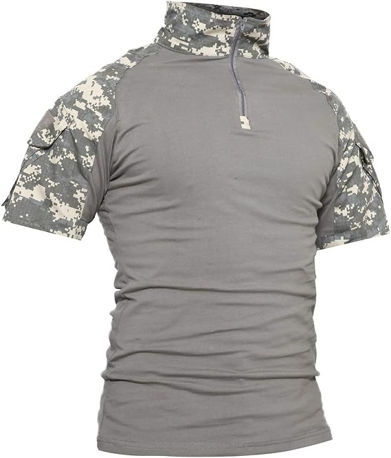 Lilychan Mens Tactical Short Sleeve Shirts Military Shirt Outdoor Shirt Tactical Combat Shirt with Zipper