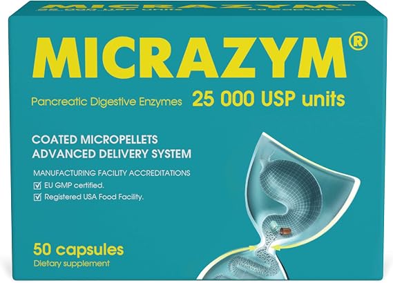 AVVA Pharm Pancreatic Enzymes - 25,000 USP Effective Pancreatic Enzyme Supplements - Digestive Enzymes for Digestion - 50 Fast-Acting Capsules with Amylase, Lipase and Protease