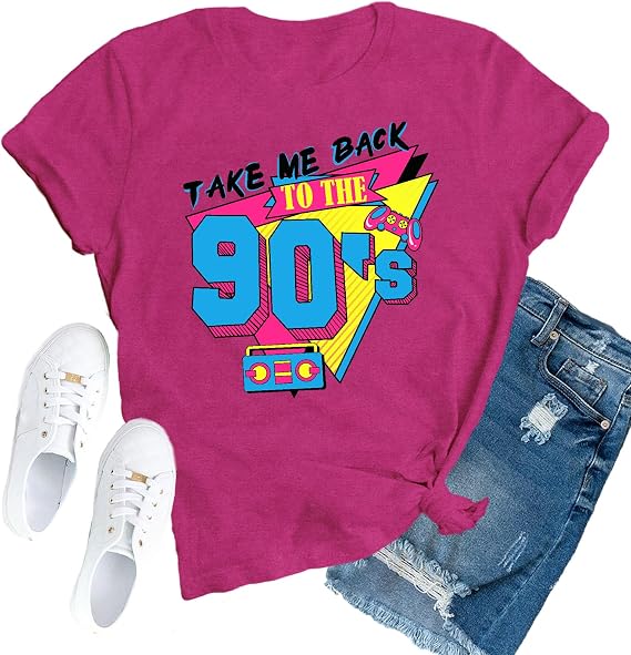 90s Shirts for Women Vintage Take Me Back to The 90s T-Shirt Retro 1990 Party Outfits