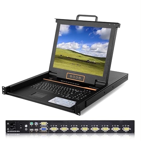 1U Rack Mount KVM Console - 17" Rackmount Monitor Keyboard and 8 Port VGA KVM Switch, OSD Hotkey Button Switching, 1280X1024 60Hz, 50,000 MTBF, for Windows,Linux,Mac,Sun, 8 USB VGA KVM Cables Included