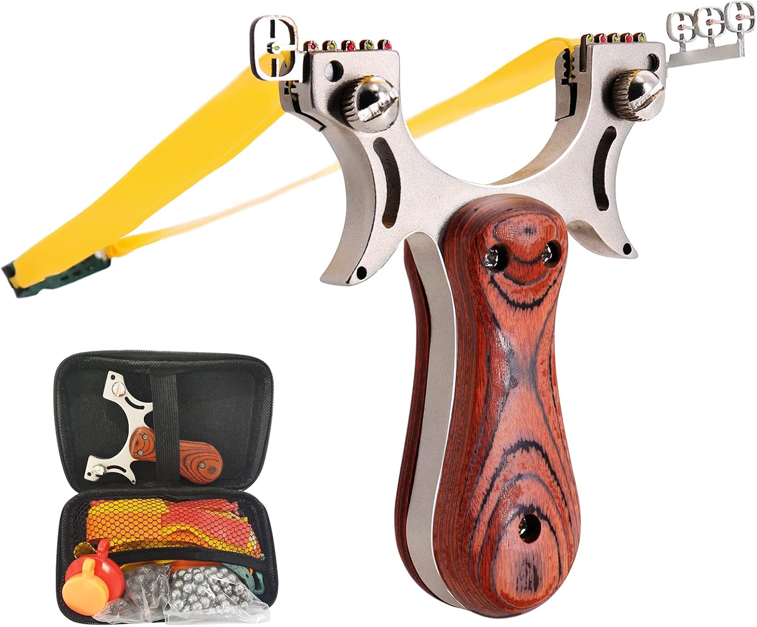 Slingshot for Hunting, Professional Slingshots with 1.2mm Extra Thick Flat Bands, High Velocity Catapult for Adults Beginner Youth