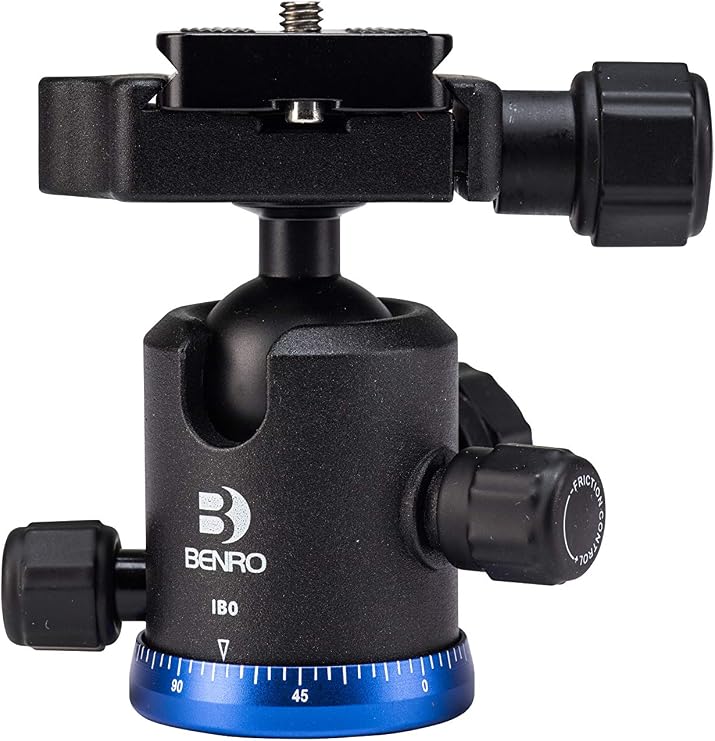 Benro Triple Action Ball Head with PU50 Quick Release Plate, Smooth 360 Degree Panning, Precision Control Knobs, Secure Locking System for Photo and Video Creators (IB0)