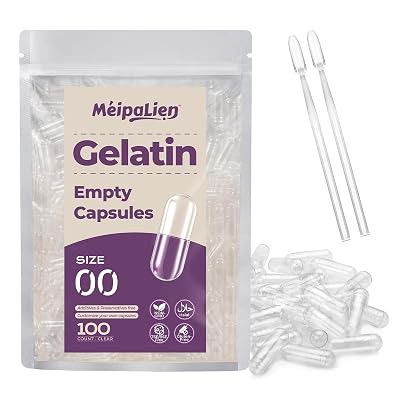Empty Gelatin Capsules Size 00-100 Count Bovine Bone Gel Capsules Empty | Quick Dissolve | All Size | for Powder & Liquid DIY Filling