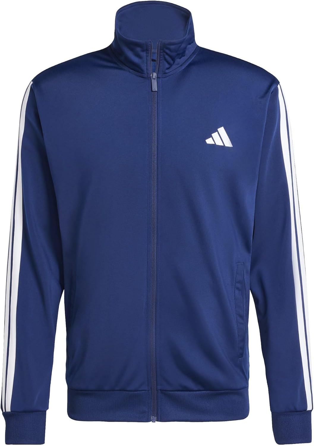 adidas Men's SPORTSWEAR BASIC 3 STRIPES TRICOT TRACKSUIT, Dark Blue, L