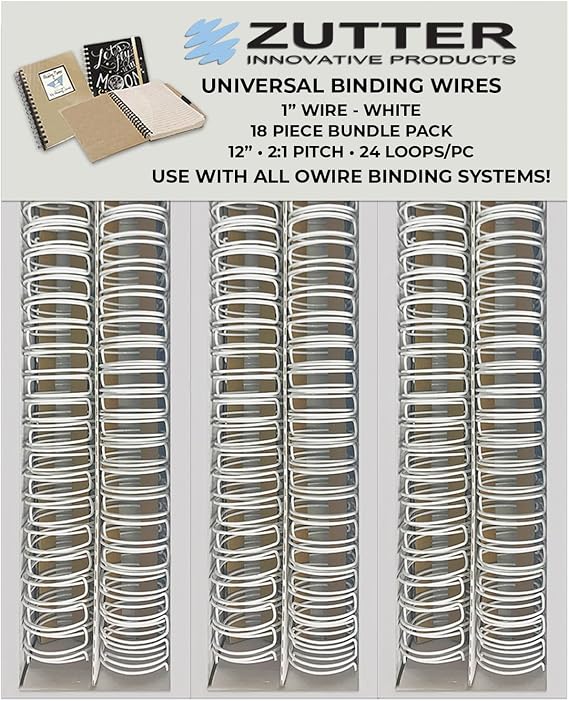 Zutter Binding Wires - White Bundle Pack - Use with Any and All owire Binding Systems! (Zutter Binding Wires 1" - White 18 Piece Bundle Pack)