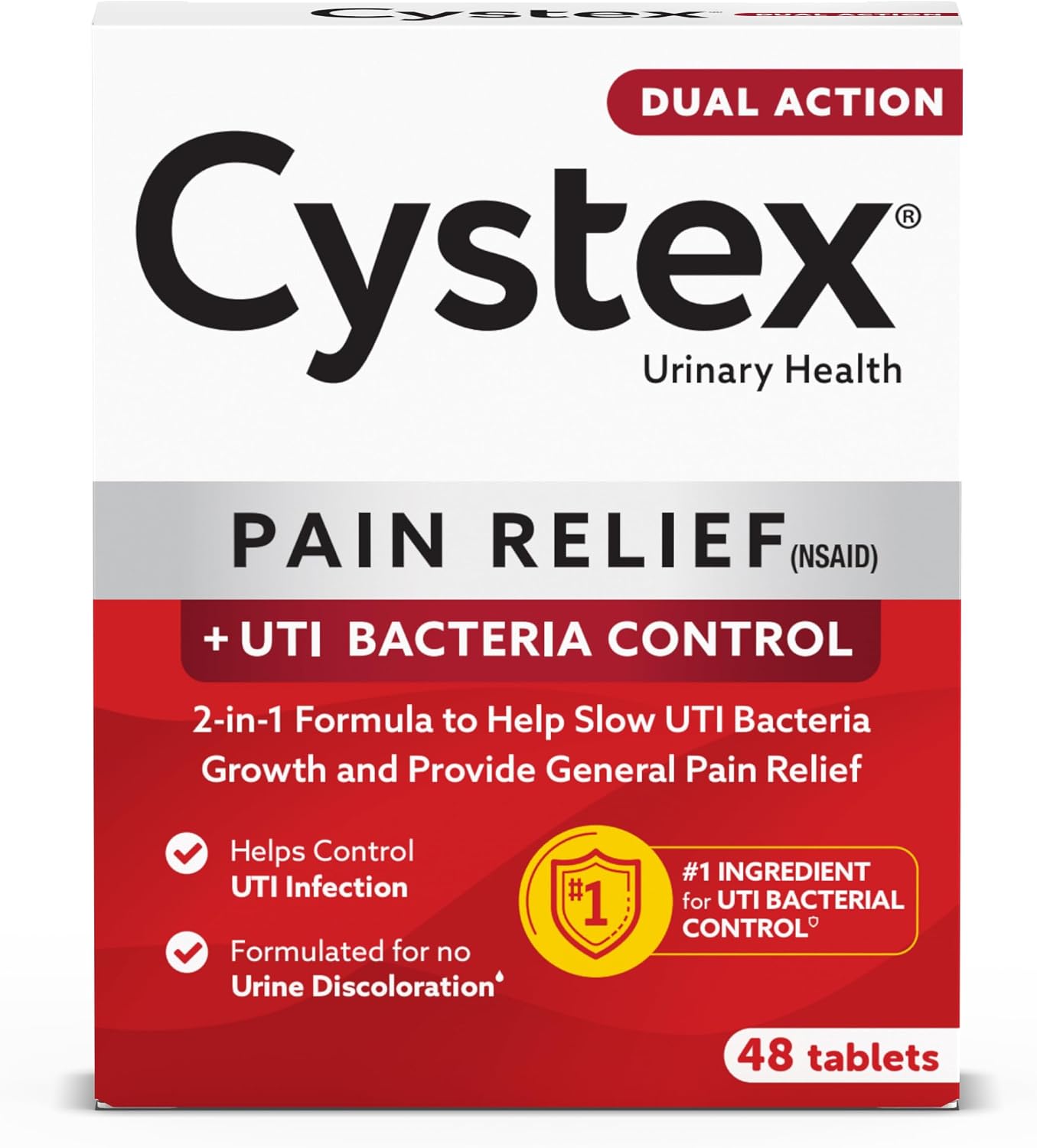 Cystex Dual Action Pain Relief to Help Slow UTI Bacteria Growth and Provide General Pain Relief, FSA HSA Eligible & Approved