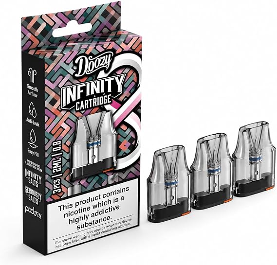 Doozy Infinity 0.8 ohm 2ml 3 Pack Replacement Pods Mesh Cartridges - Refillable Pod - Leak Resistant - Easy Side Fill - Compatible with Doozy Infinity Pod Kit