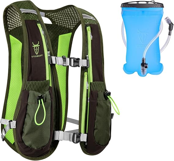 UTOBEST Running Vest Lightweight Hydration Pack with 1.5L Water Bladder | 7 Pockets, Large Phone Holder, Comfort Fit, No Bounce, OSFM, Unisex, Great for Entry Leve Trail Running, Park Run, Marathon