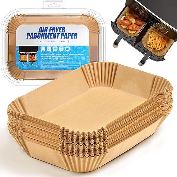 Air Fryer Liners Disposable for Ninja Airfryer: 125pcs 8.7x5.5" Rectangle Parchment Paper for Air Fryer Dual Basket Ninja DZ201 DZ401 Foodi 8Qt and Above Air Fryer liner Accessories