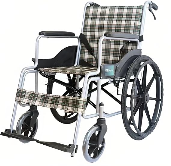 Adult Manual Wheelchair with Handbrake|Lightweight Folding Mobility Chair|Self-Propelled Transit Wheelchair|Portable Trolleys