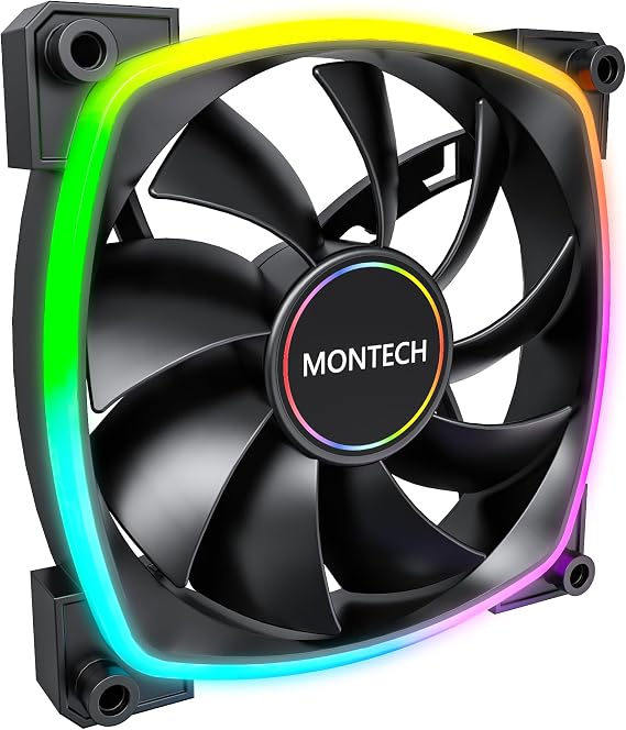 MONTECH AX 120MM - PWM Fan - Silent Performance - High Speed 1600PWM - High-End Durability with HDB Bearing - Stunning Outer Ring ARGB Lighting Design