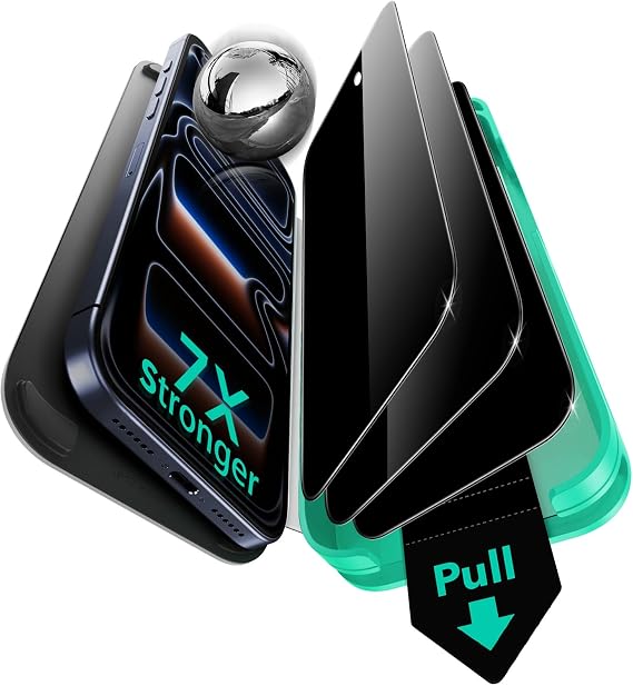 ESR iPhone 17 Pro Glass Film 3 Pack 110.2 lbs 50 kg Shock Resistant 7X