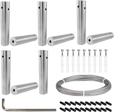 BLIKA 9 Pcs Wire Trellis Kits, 100mm Stainless Steel Hubs, Wire Trellis System for Climbing Plants, Vines and Green Wall, Stainless Steel Wire Trellis