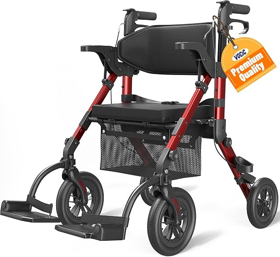 VOCIC Z51 Walker for Seniors, 2 in 1 Walker Wheelchair Combo, All Terrain