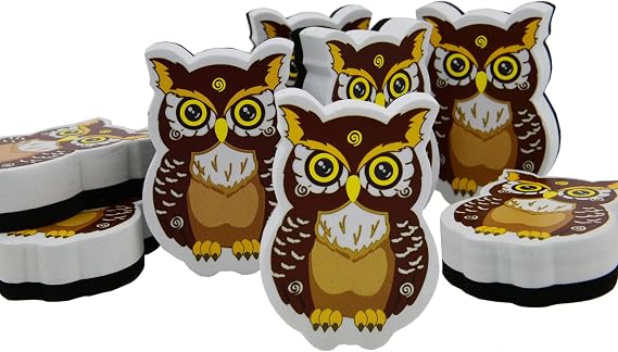 Magnetic Dry Erase Erasers Whiteboard Eraser Pack 8 Chalkboard Eraser Cute Owl Erasers with Felt for Professor Teachers Designer Workshop Office Home