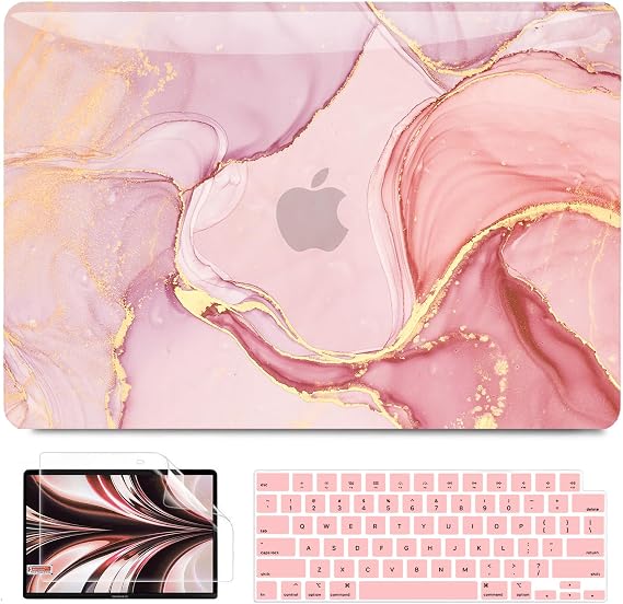 B BELK Compatible with MacBook Air 13 inch Case M5 2026 2025-2022 M4 M3 M2 | A3449 A3240 A3113 A2681, Plastic Hard Shell for MacBook Air 13.6 inch Case with Keyboard Cover&Screen Protector, Pink Marble