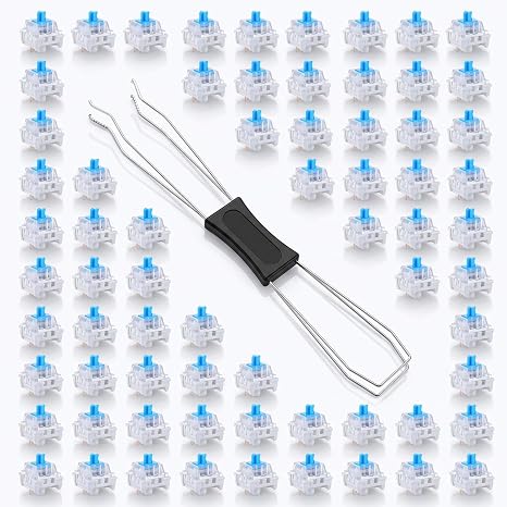 Clickers for 3D Prints 50 Pcs Blue Keyboard Switches with Remover Tool
