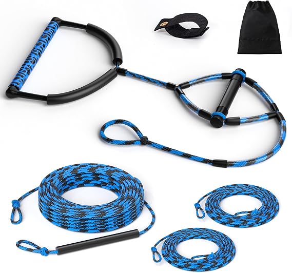 75FT Wakeboard Rope and Handle, 4 Sections Adjustable Water Ski Ropes for Water Skiing, Floating Wakeboard Tow Rope Watersport Lines for Waterskiing, Wakeboarding, Kneeboarding