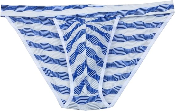 Men's Tanga Sport Briefs Underwear Mini Bikini Wavy Stripe Lace Micro Boxer Briefs